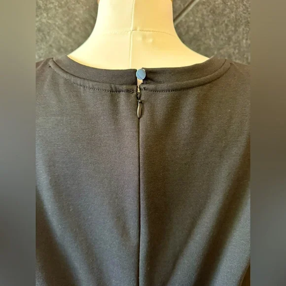 Evri Black Shift Dress with Suede panels 2x - Picture 4 of 6